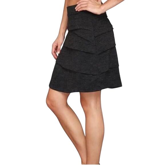 Prana Leah Tiered Skirt Wool Blend Lined Women’s size S Charcoal Gray - Picture 1 of 13